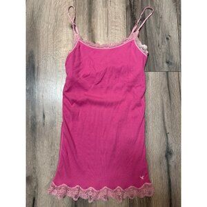 American Eagle Outfitters Womens M Pink Lace Trim Cami 90 Y2K BabyDoll Top